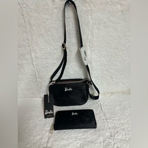 Black Barbie crossbody bag with wallet included